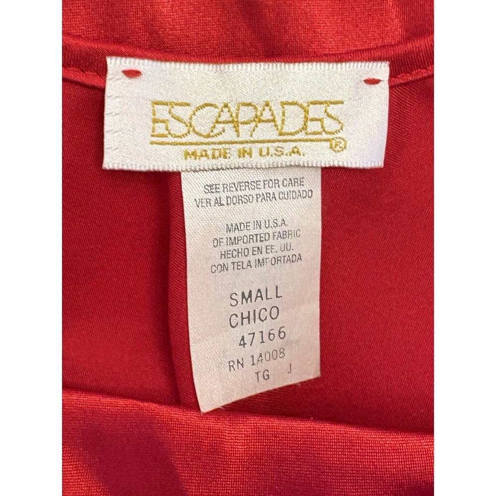 Vintage Escapades Red Square Neck Satin Tank Top Size Small Made In USA - Picture 5 of 5
